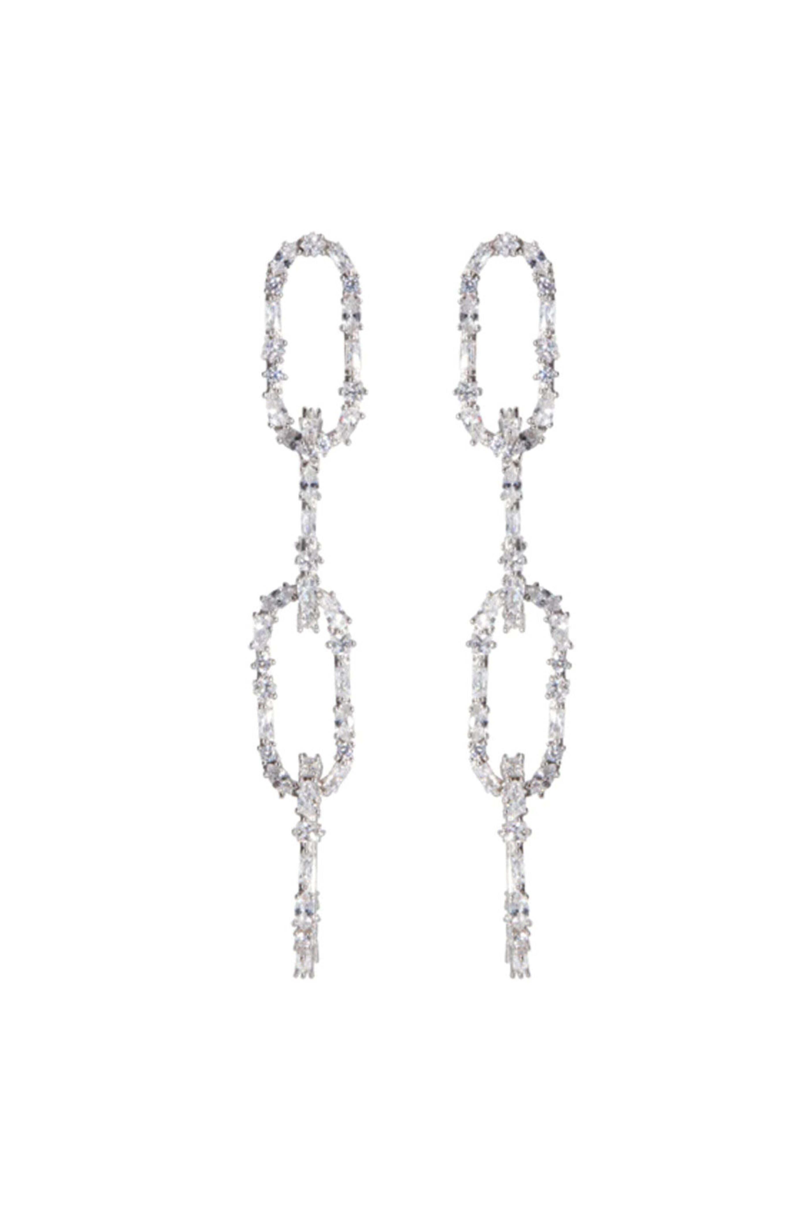 Nickho Rey - Rhodium King Crystal Link Earrings