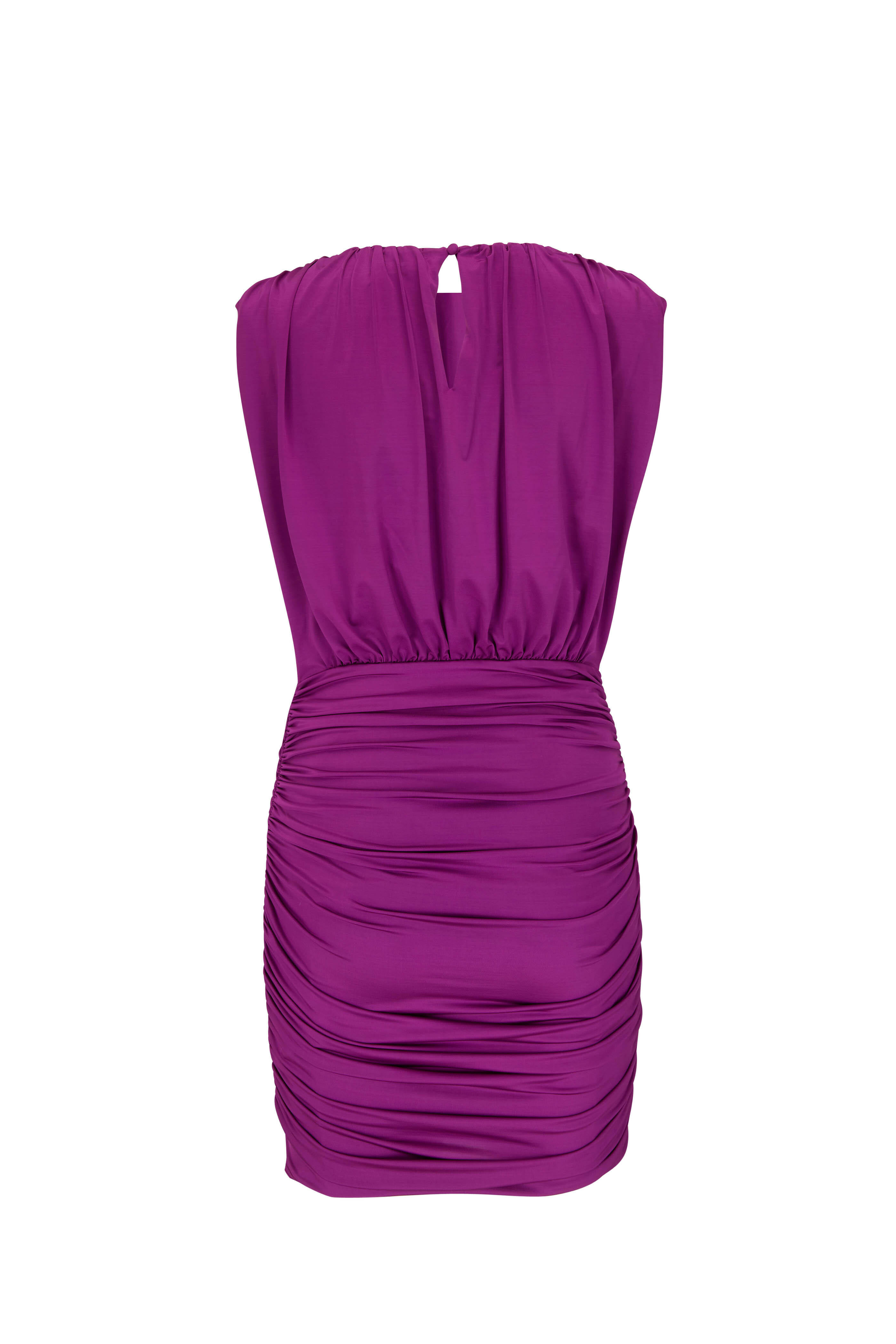 Veronica Beard - Bora Dark Violet Draped Mini Dress