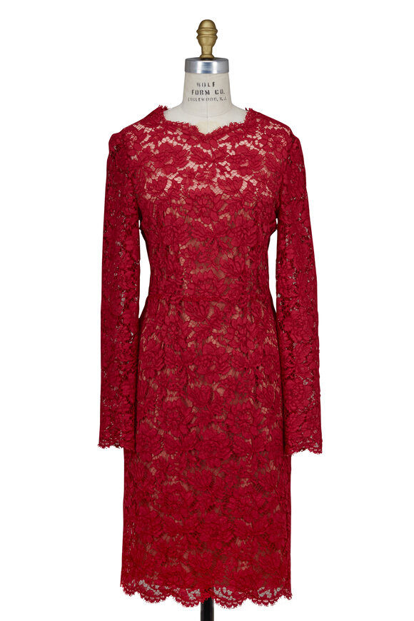 Valentino - Red Lace Bow-Back Dress
