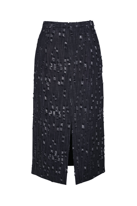 Michael Kors Collection Black Frayed Denim Pencil Skirt - view 3
