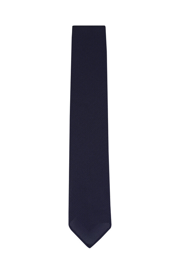 Brunello Cucinelli Solid Navy Silk Necktie