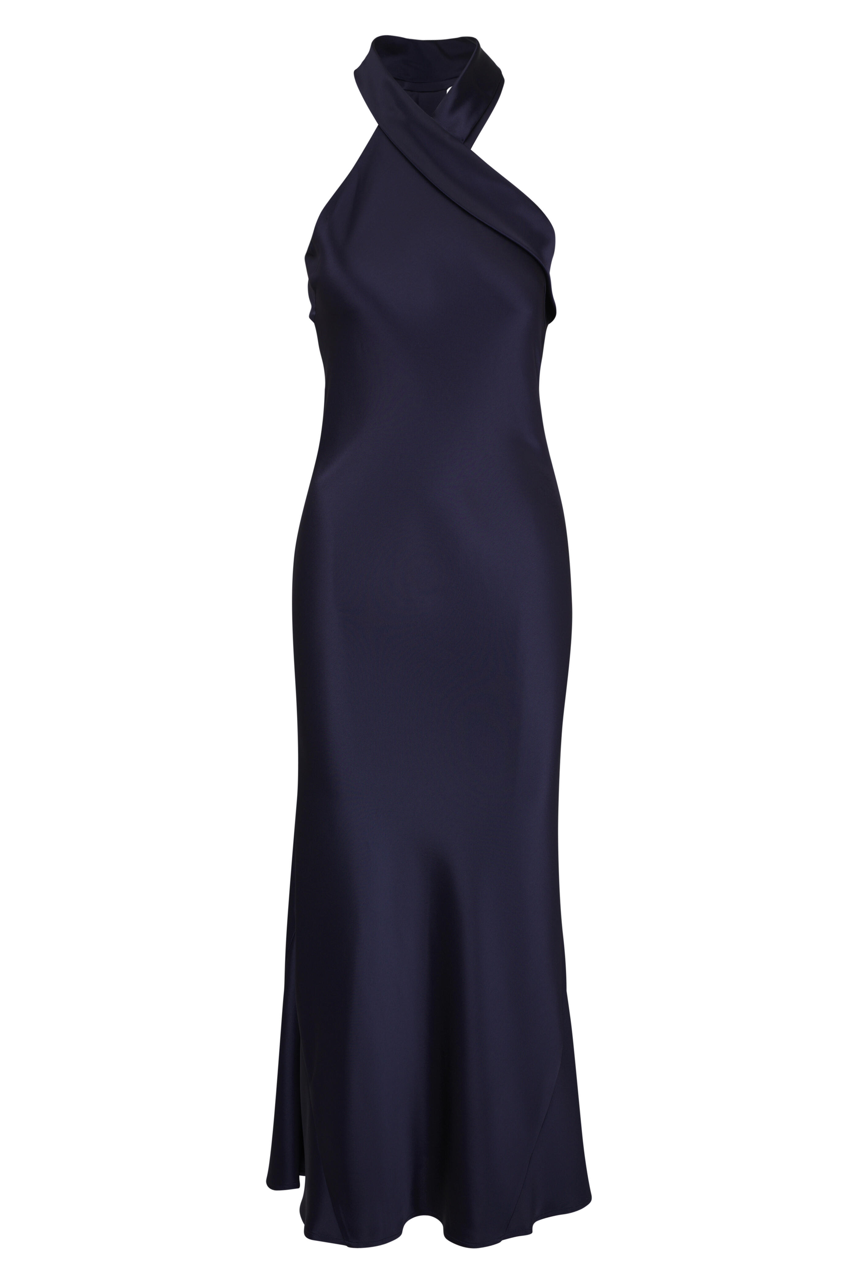 Galvan - Cropped Pandora Midnight Satin Dress