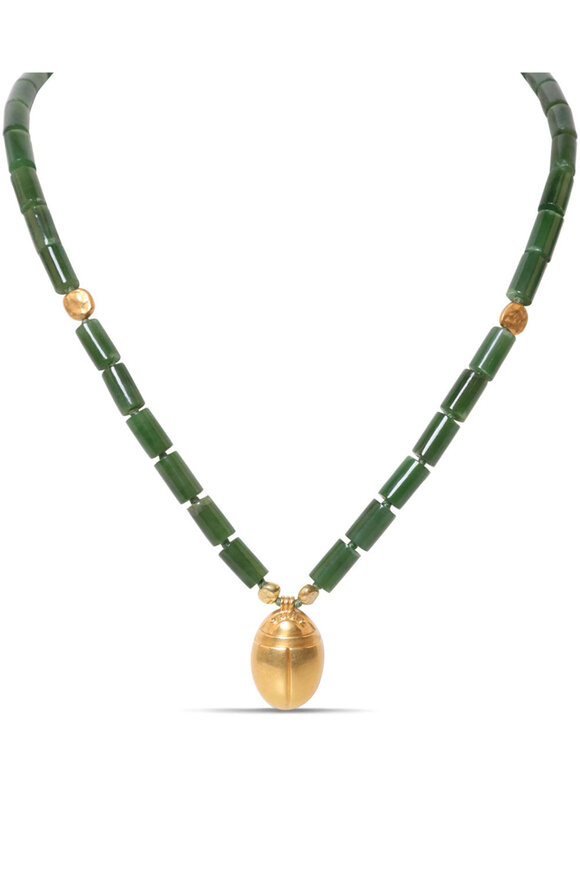 Darlene De Sedle Gold Scarab Jade Necklace - view 1