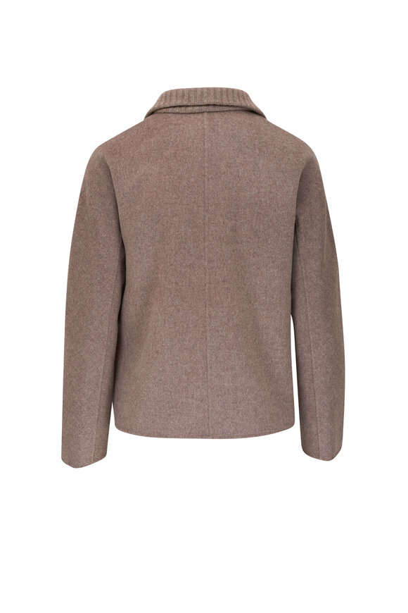 Kinross - Seal Brown Wool & Cashmere Collared Short Coat