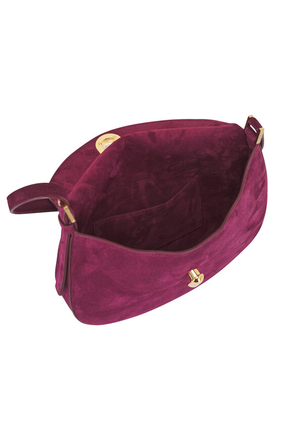 Savette Small Tondo Plum Suede Hobo - view 4