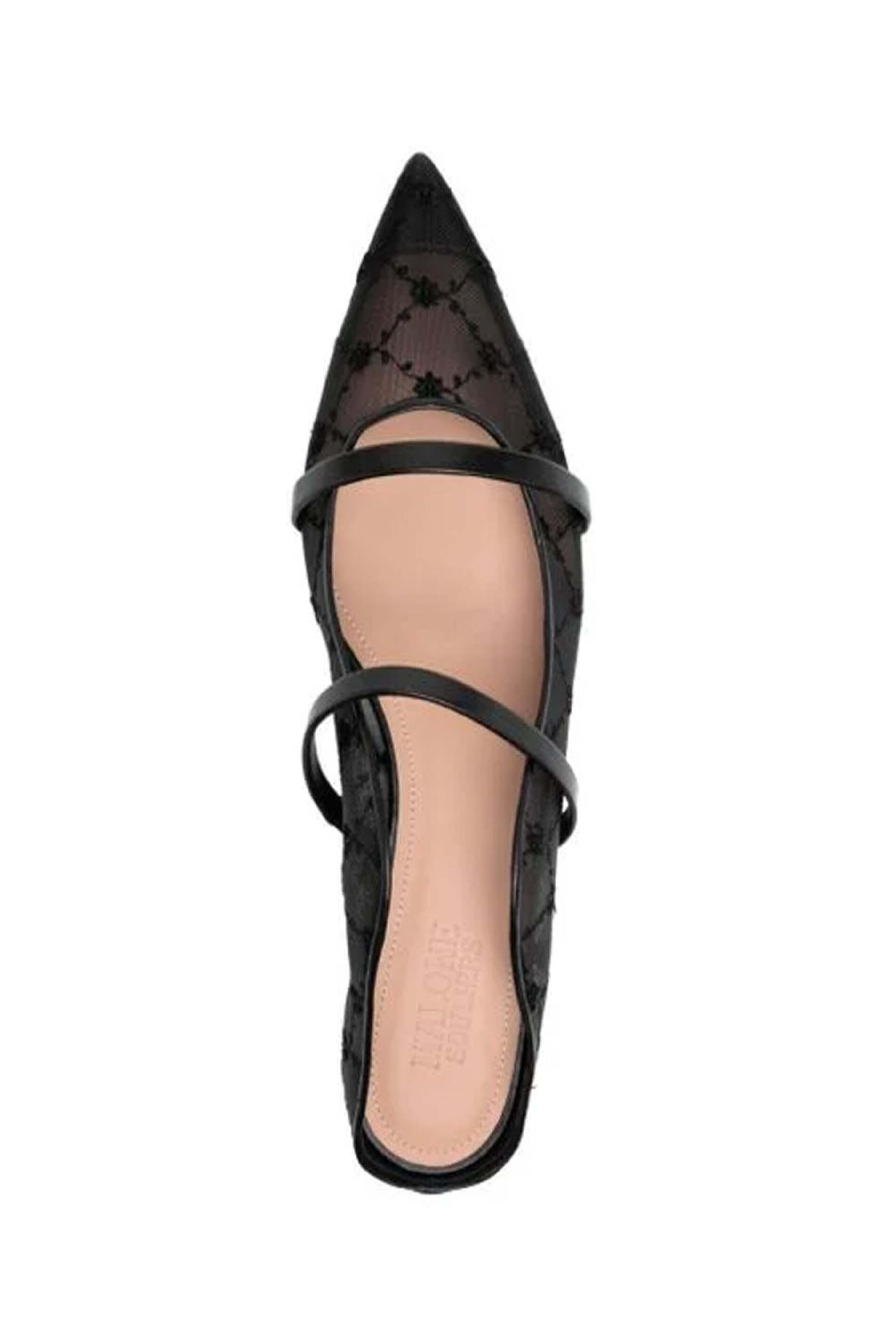 Malone Souliers - Maureen Flat in Black Lace