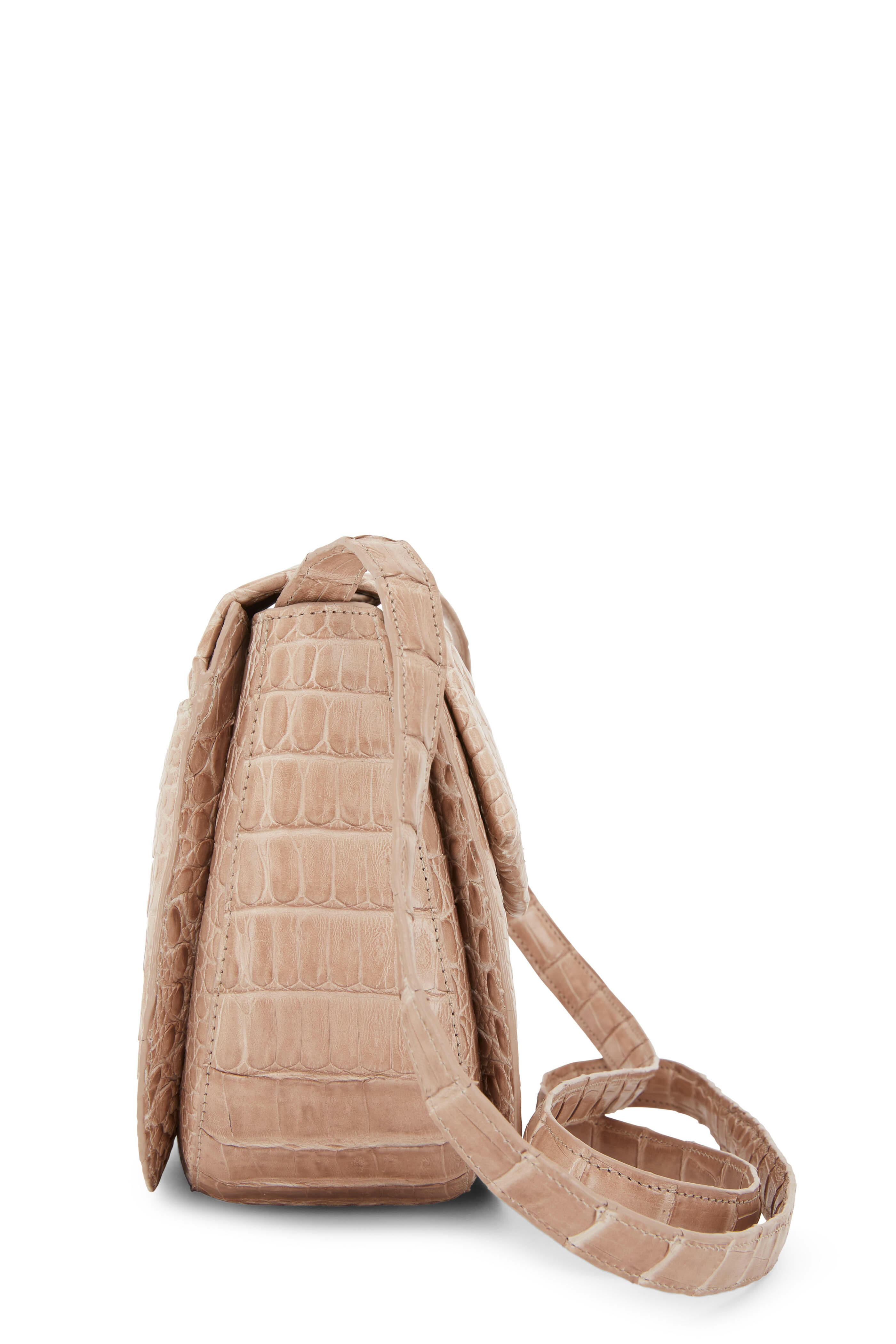Nancy Gonzalez - Taupe Crocodile Chain Convertible Bag