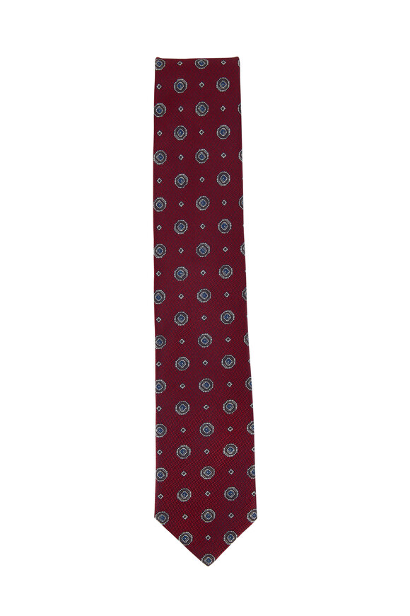 Brioni - Burgundy Medallion Silk Necktie