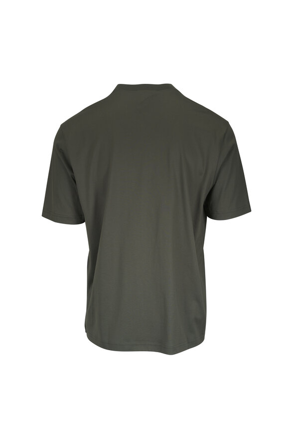 Stefan Brandt Eli Super 60 Comfort Dark Green Cotton T-Shirt - view 2