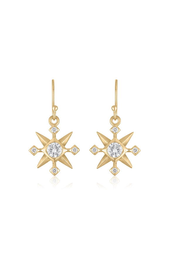 Loriann 14k Yellow Gold Diamond Morning Star Earrings