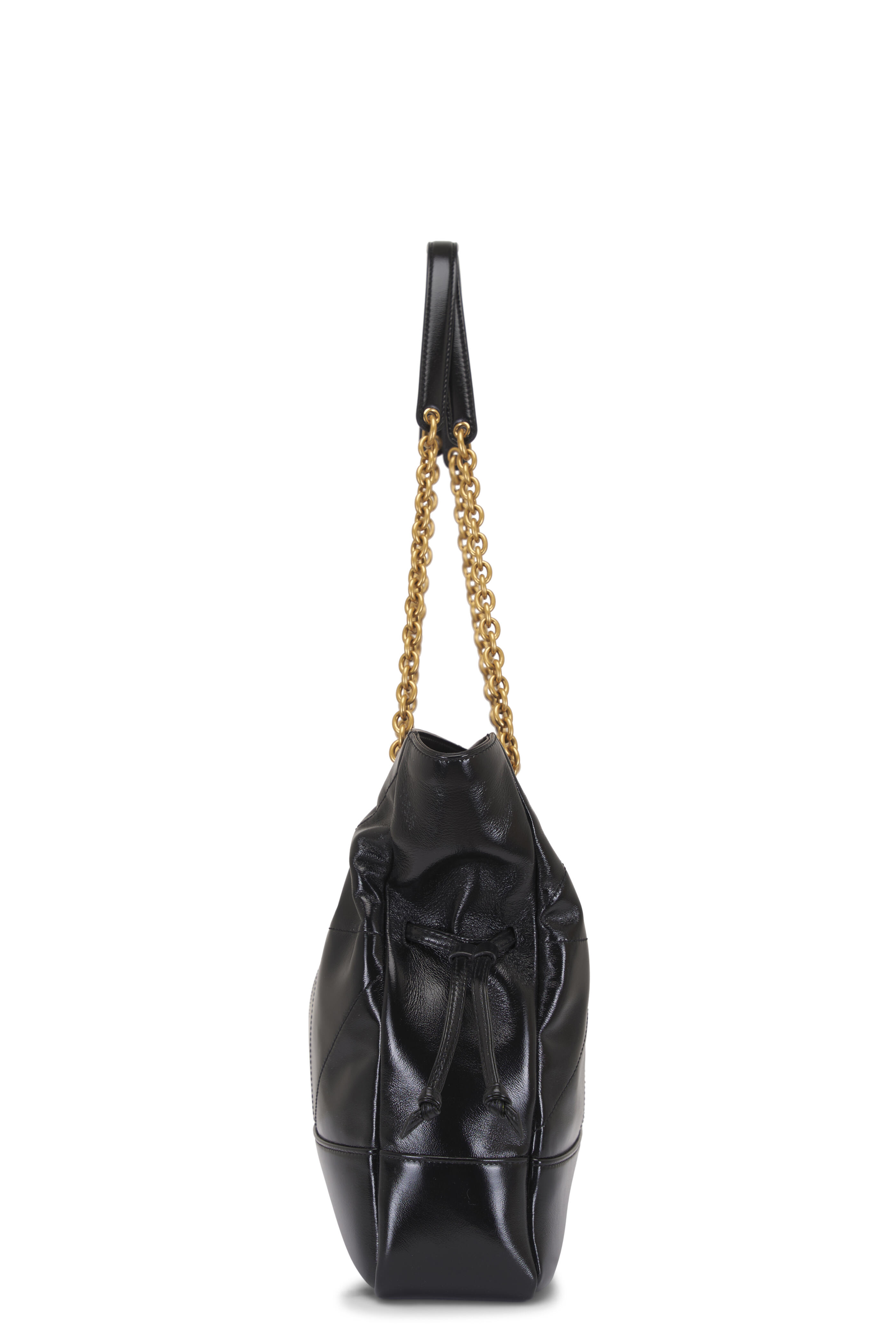Saint Laurent - Small Jamie Black Shiny Leather Shopping Tote