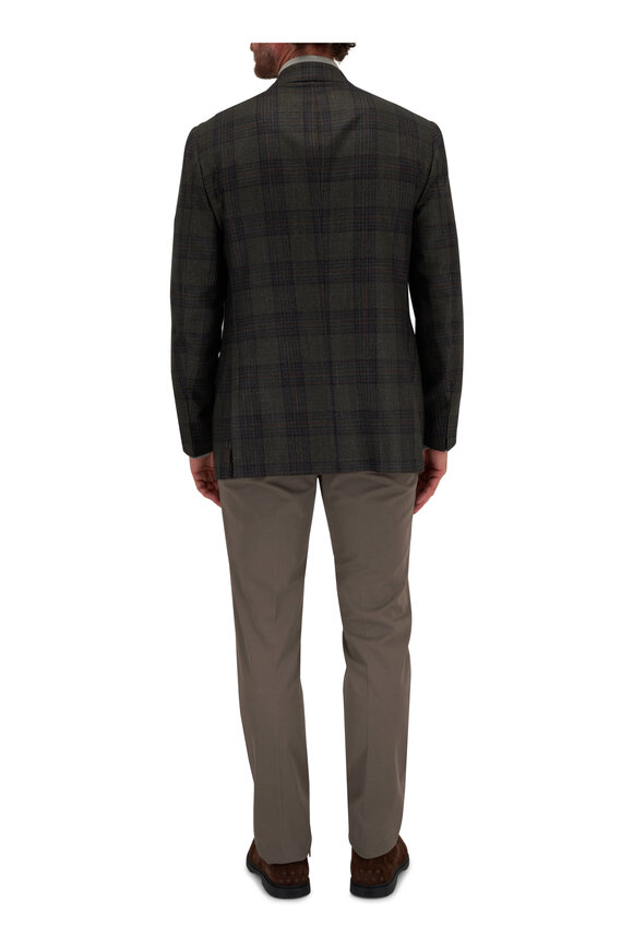 Kiton - Olive Plaid Wool, Cashmere & Silk Sportcoat 