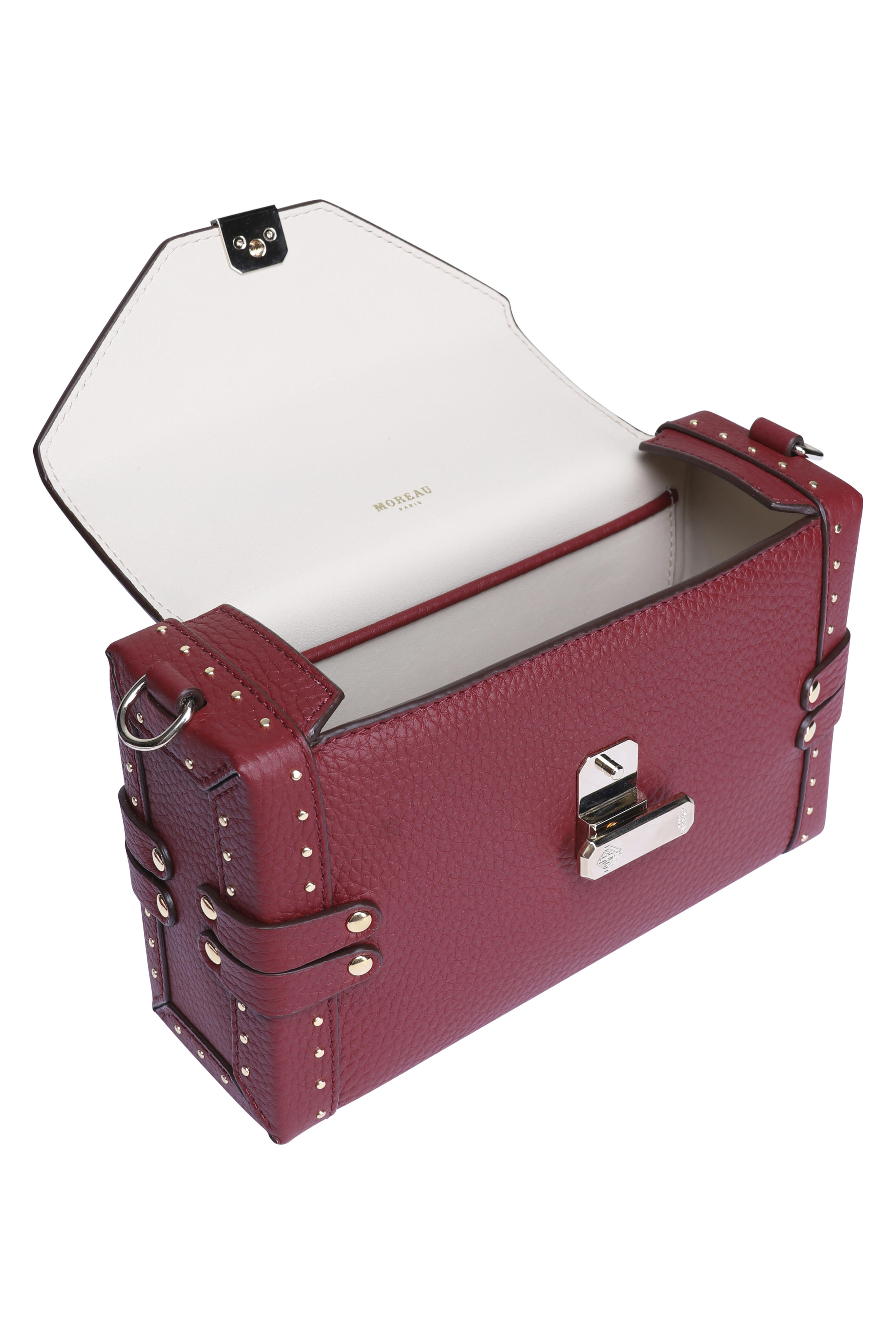 Moreau Paris - Small Victoria Burgundy Leather Top Handle Bag