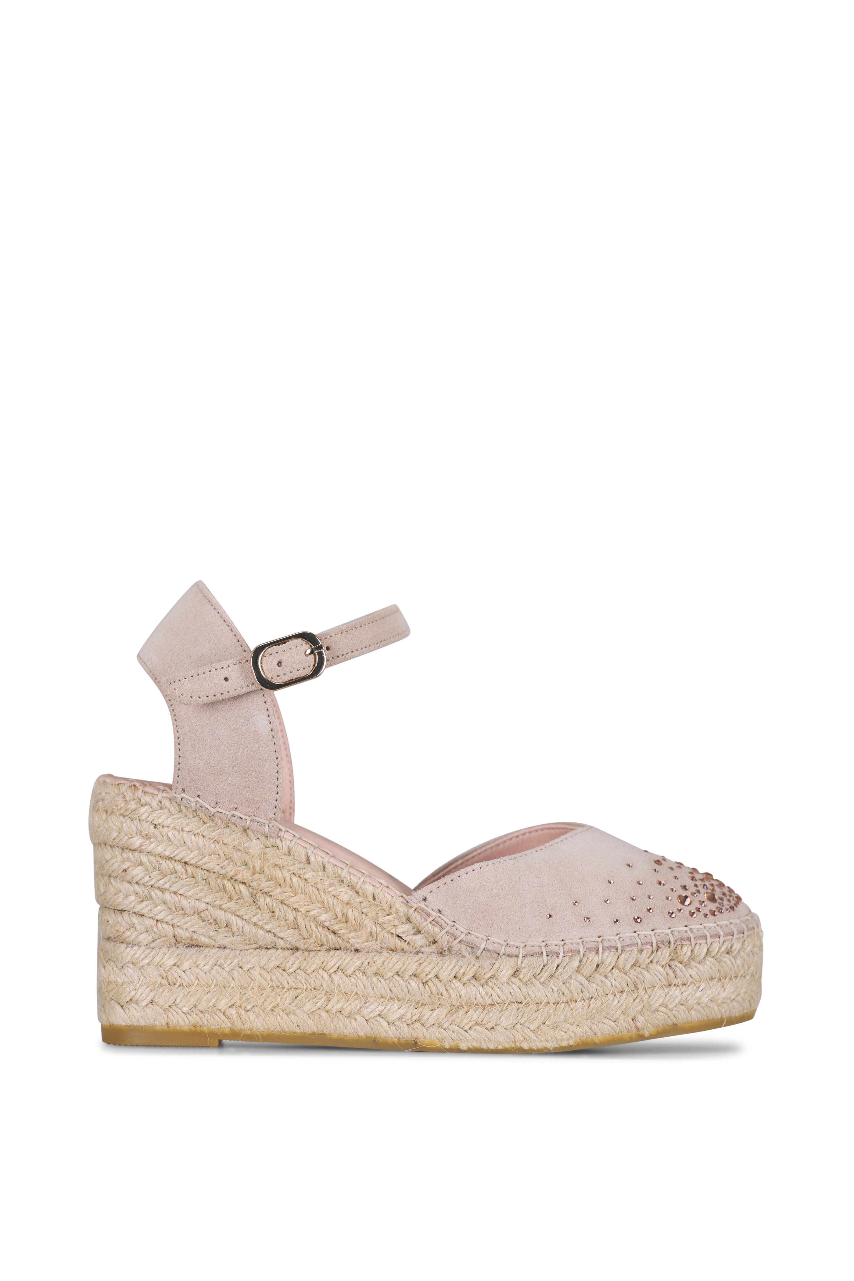 Ron White - Breeza Oyster Crystal Suede Wedge, 80mm