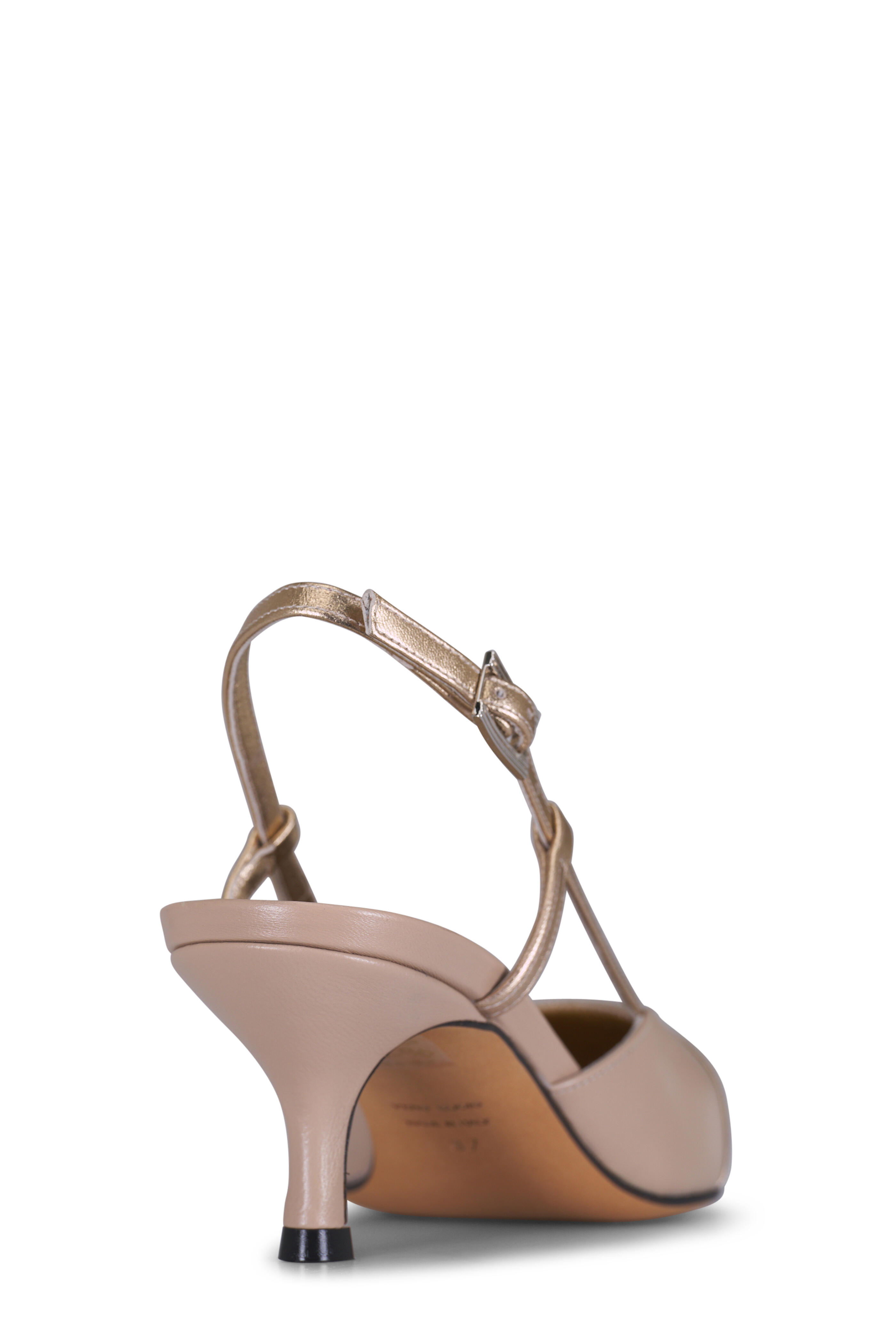 Kiton - Beige & Gold Leather Slingback Pump, 55mm