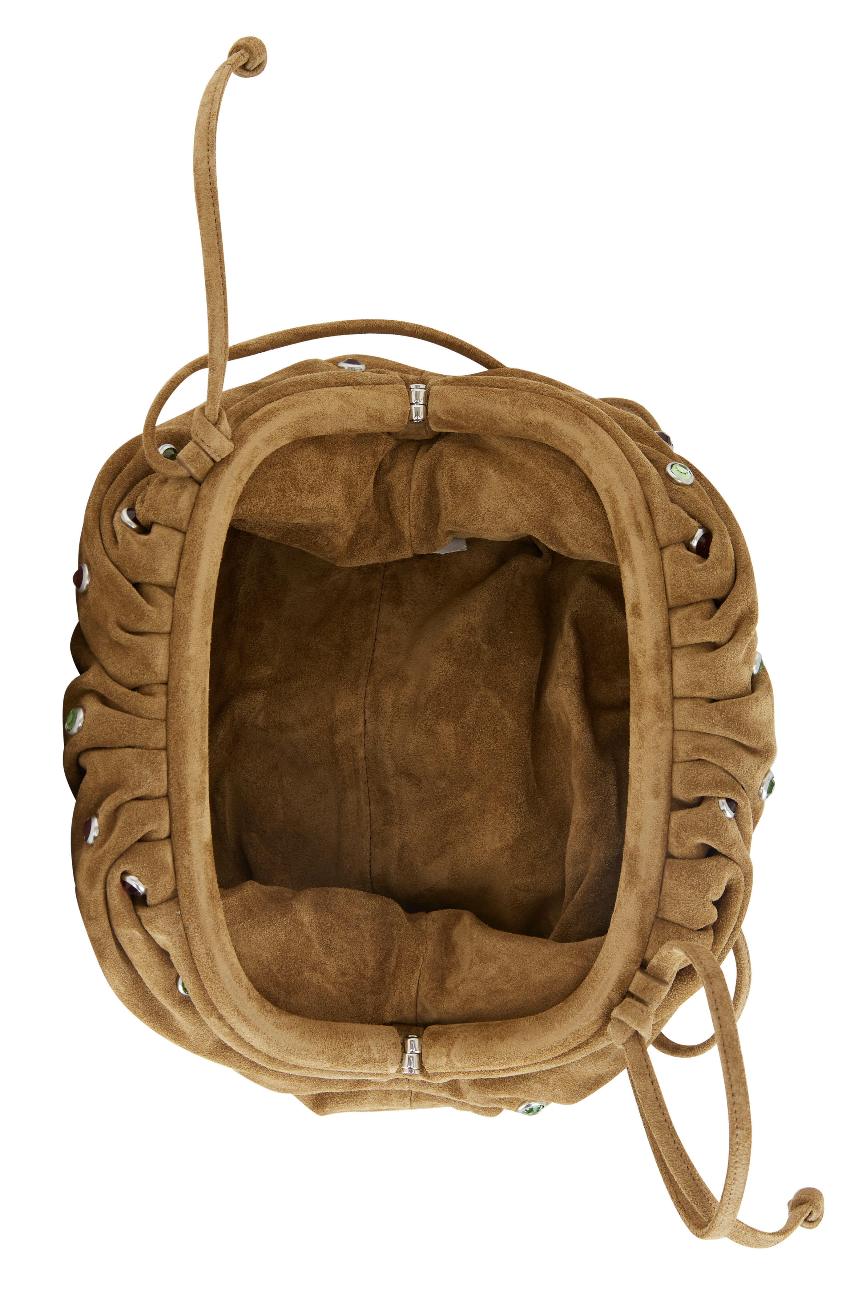 Tan Pouch mini leather clutch bag, Bottega Veneta