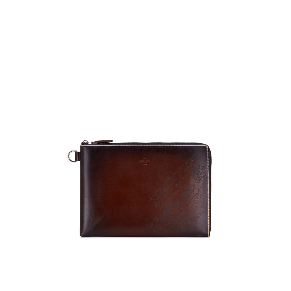 Berluti - Nino Dark Brown Leather Zip Tablet Case