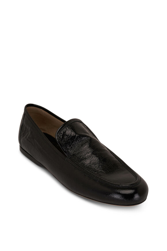 Khaite - Alessio Black Crinkle Leather Loafer 