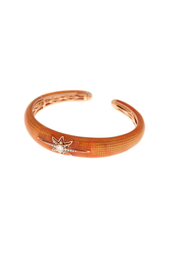 Selim Mouzannar - Orange Enamel Diamond Cuff