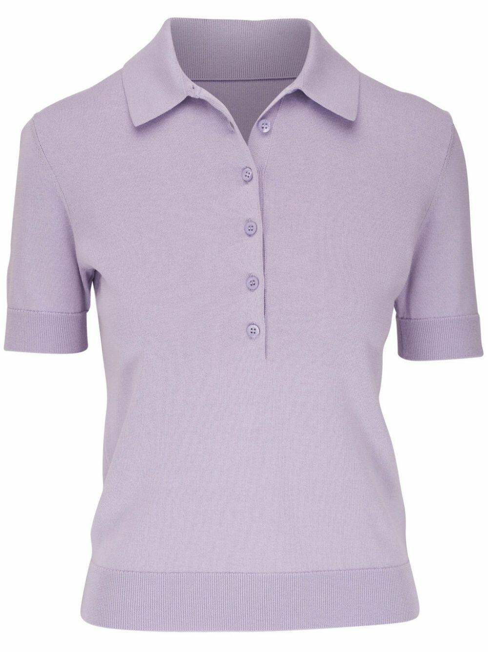 Carolina Herrera - Lilac Knit Short-Sleeve Polo