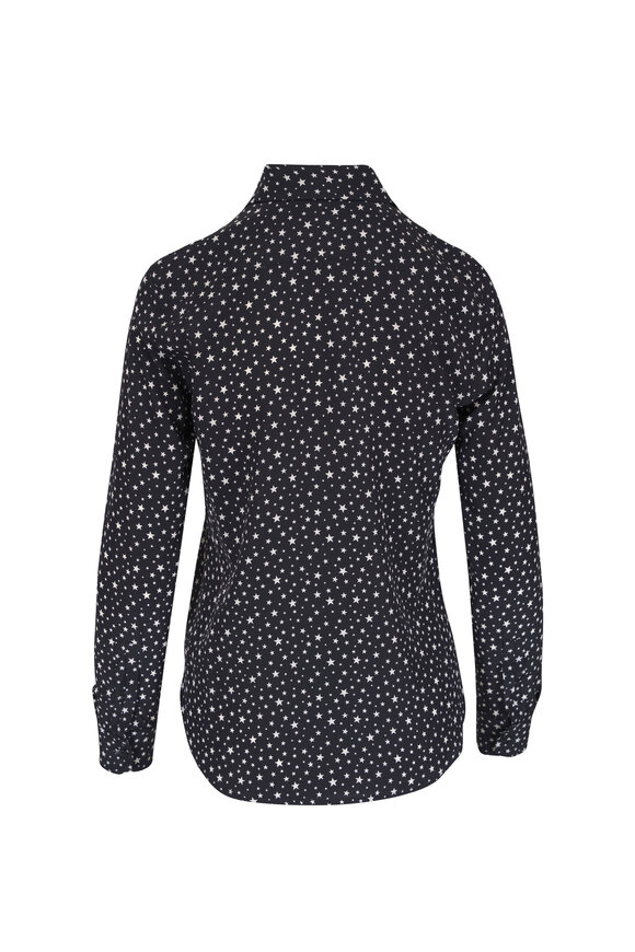 Nili Lotan Gaia Black & Ivory Star Print Silk Button Up Shirt - view 3