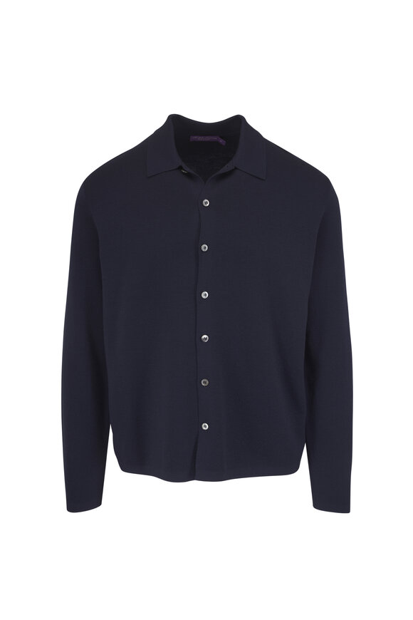 Ralph Lauren Purple Label Navy Wool Cardigan - view 1