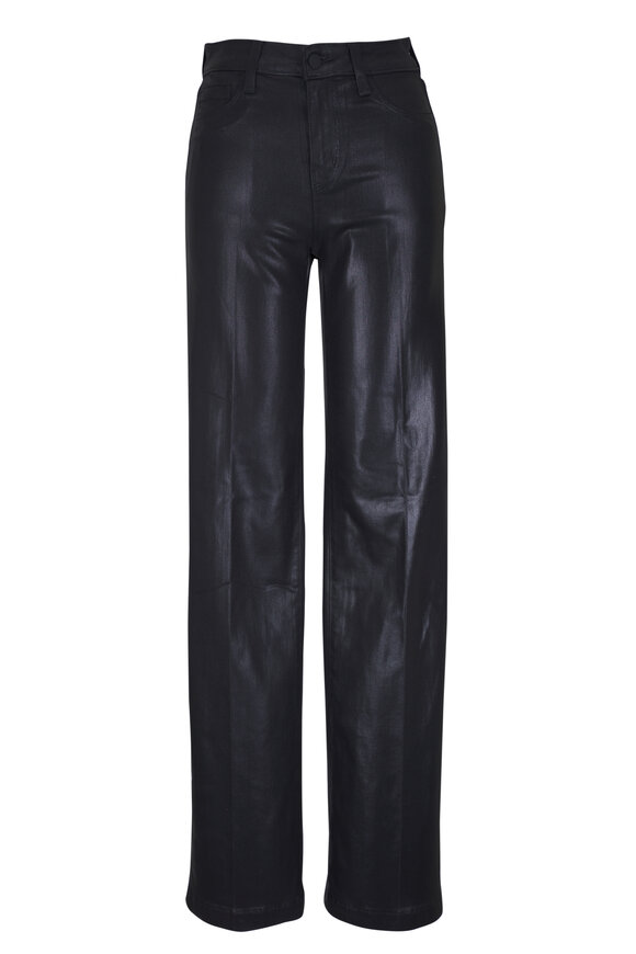 L'Agence - Clayton Noir Coated Wide Leg Jean