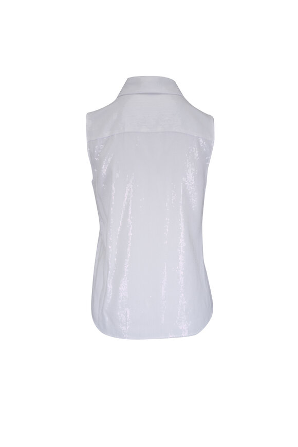 Michael Kors Collection Hansen Optic White Sequin Crepe Sleeveless Shirt - view 3
