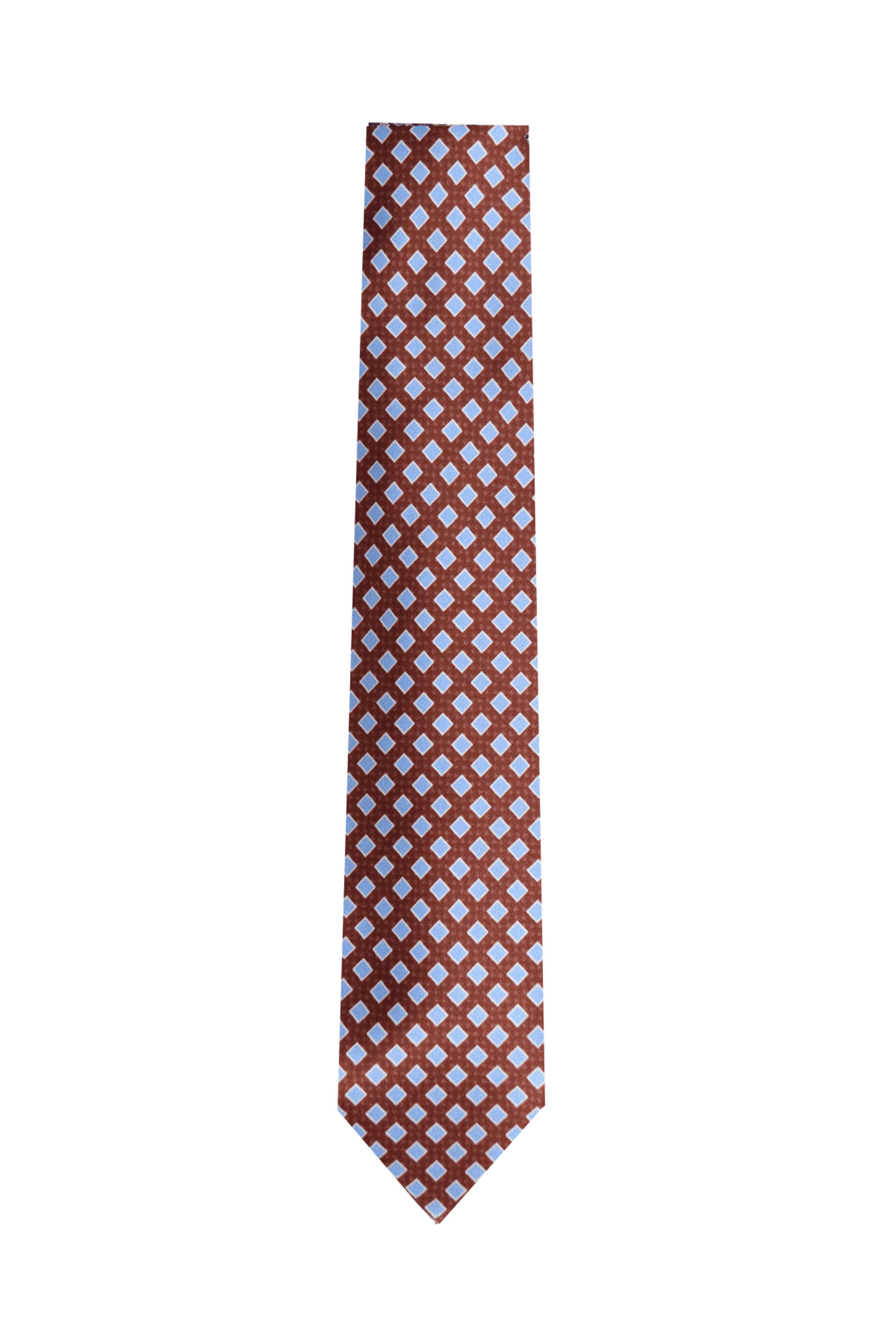 Dolce Punta - Brown and Blue Geo Box 11 Fold Silk Tie