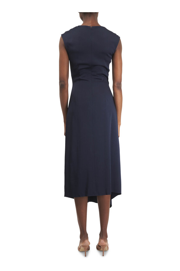 Michael Kors Collection Midnight Satin Cowl Neck Cinch Dress - view 4