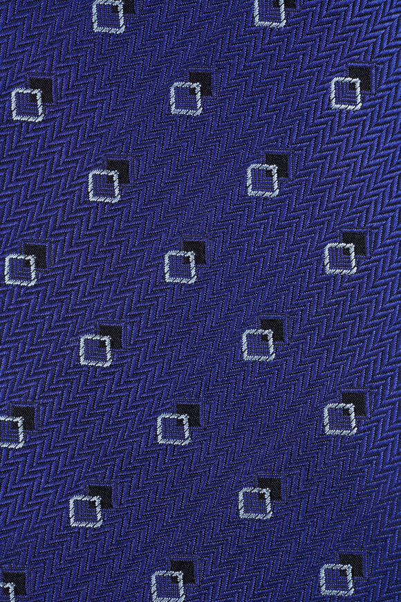 Brioni Dark Blue Square Motif Silk Necktie - view 2