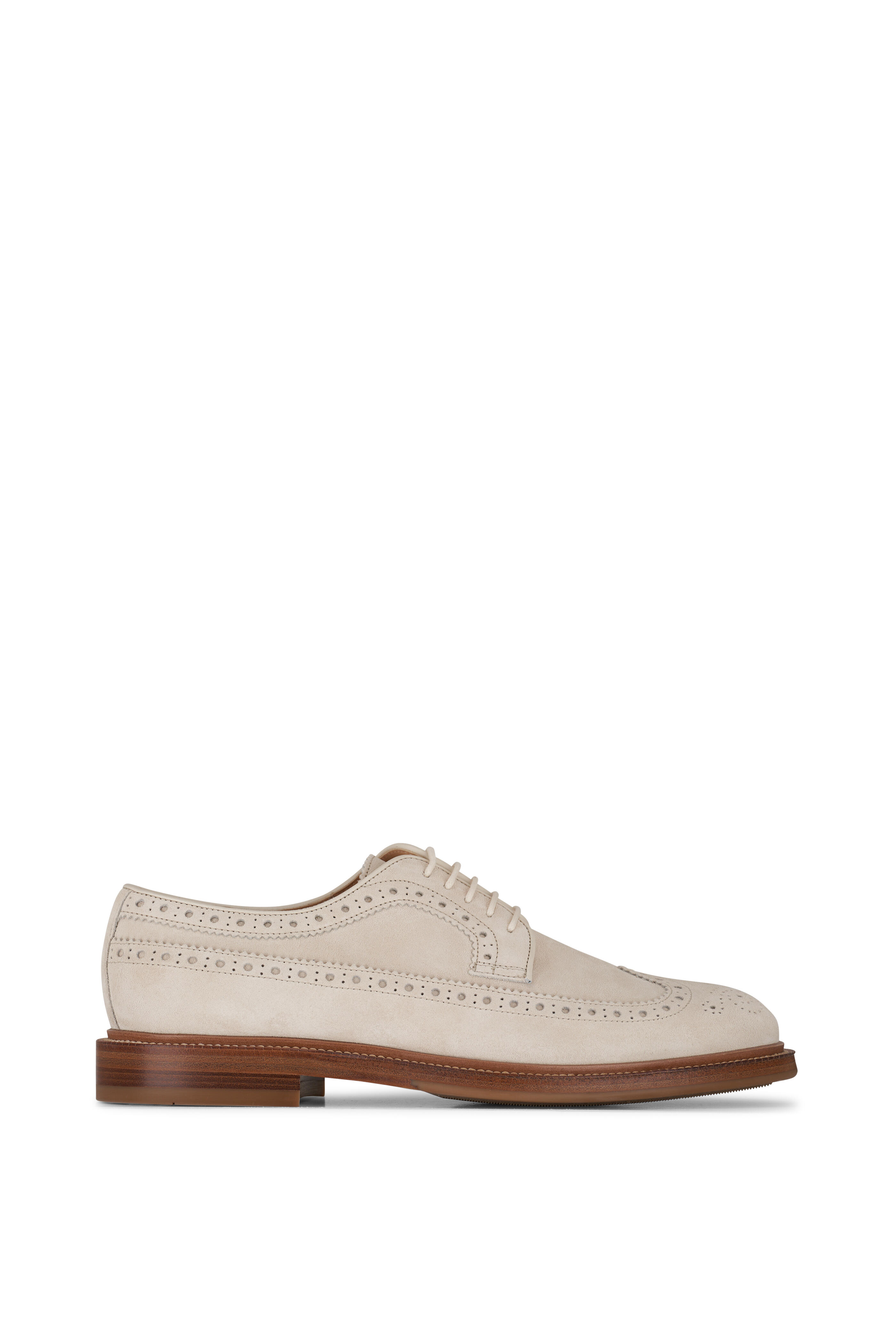 Brunello Cucinelli - Brogue Longwing Milk Suede Derby Loafer