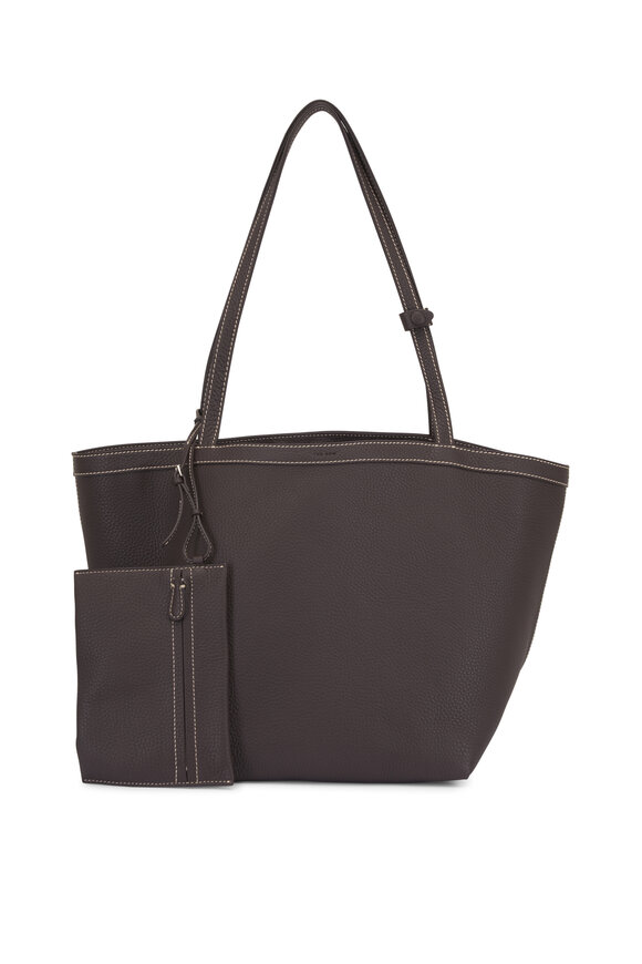 The Row Park Three Stitch Dark Brown & Ecru Leather Tote - view 4