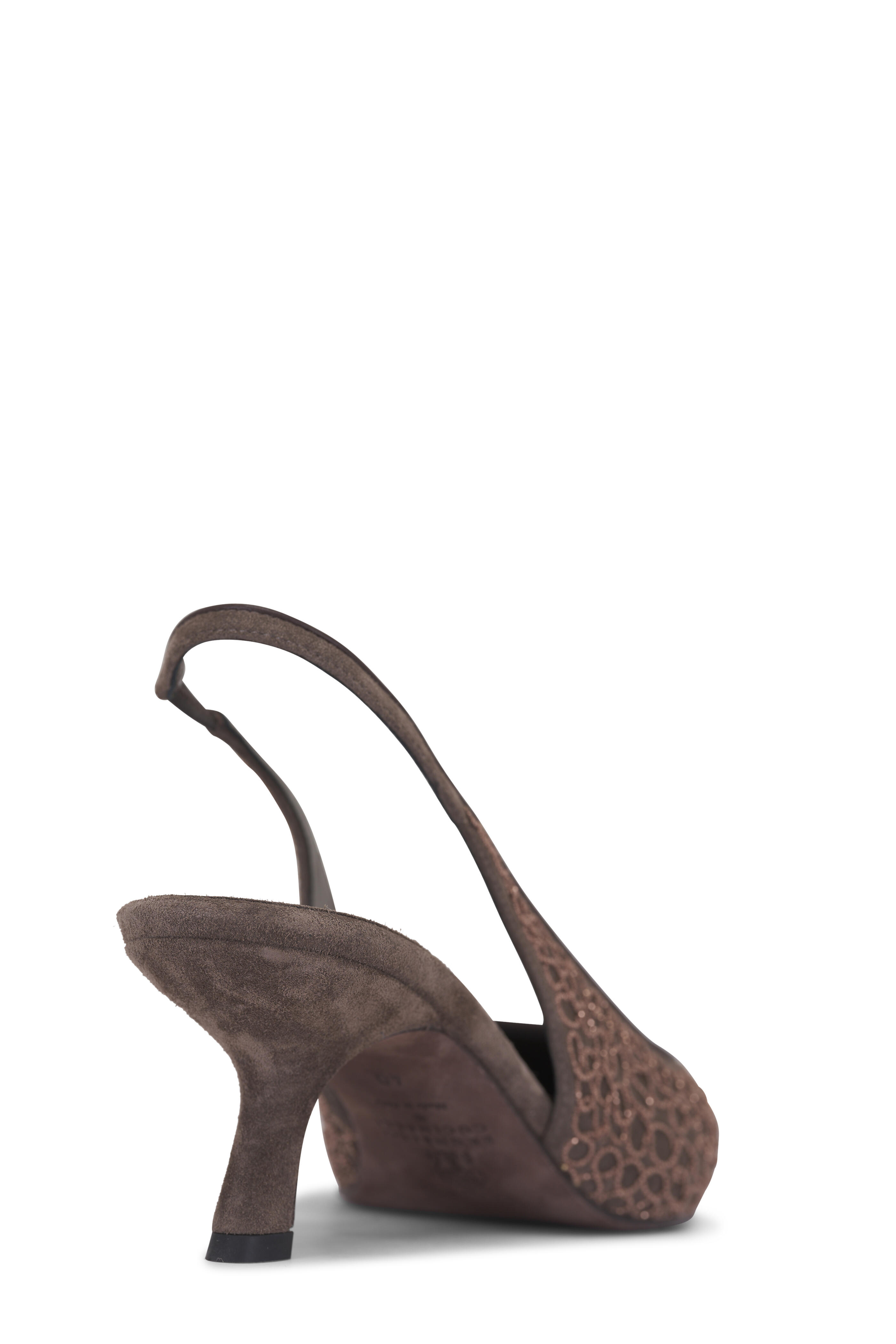 Brunello Cucinelli - Brown Embroidered Monili City Slingback, 55mm