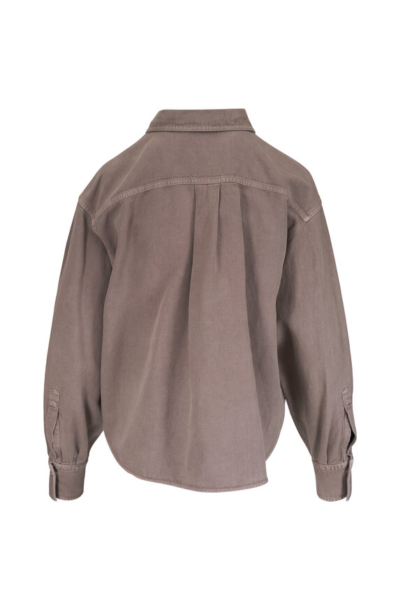 Brunello Cucinelli Earth Garment Dyed Cotton & Linen Shirt - view 2