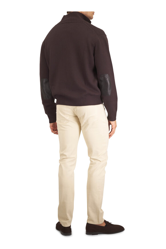 Tom Ford Chocolate Merino Wool Full Zip Sweater - view 4