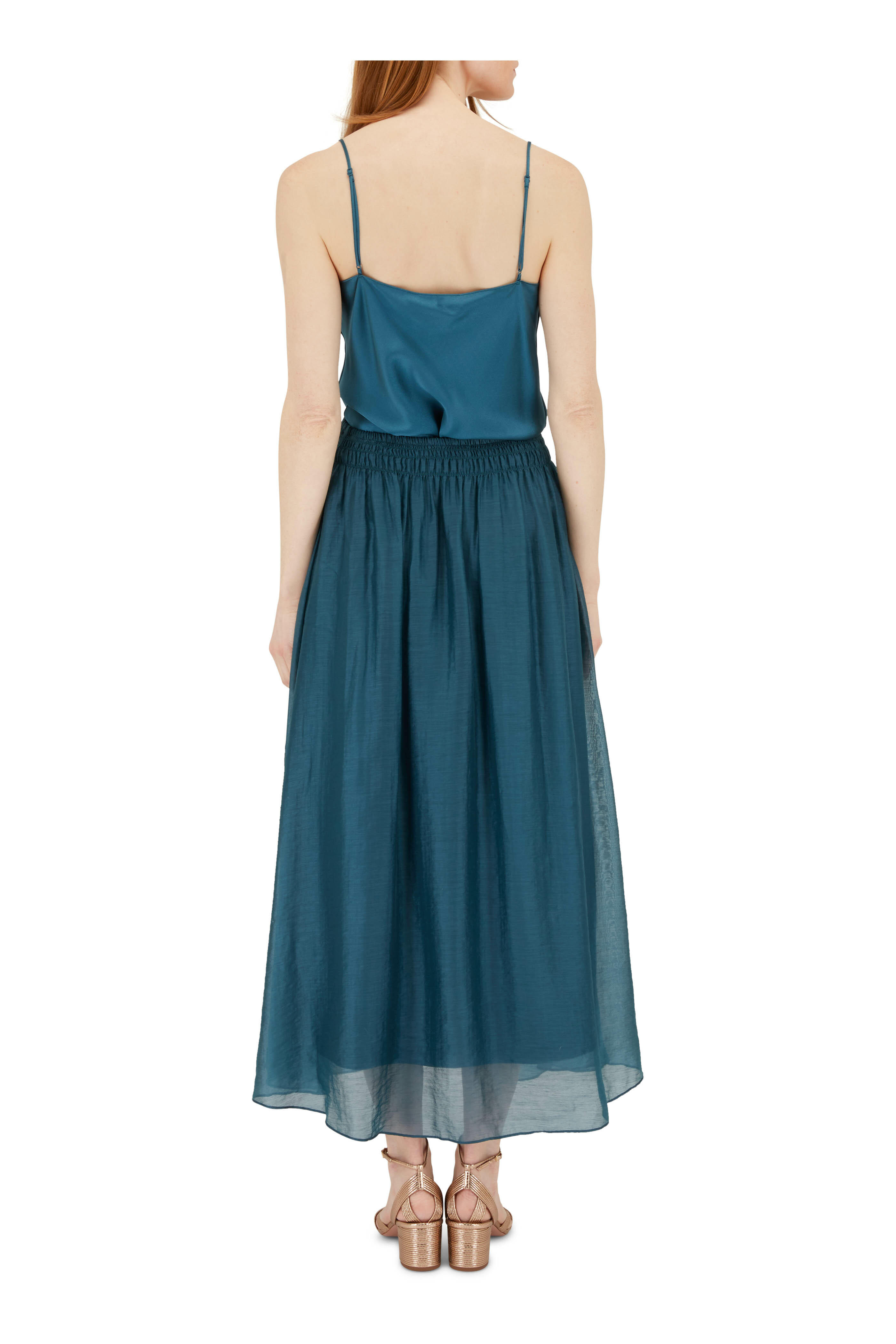 【VINCE】gathered ombre cotton-blend ミディ スカート Vince Smocked Cotton Blend Midi Skirt | Nordstrom