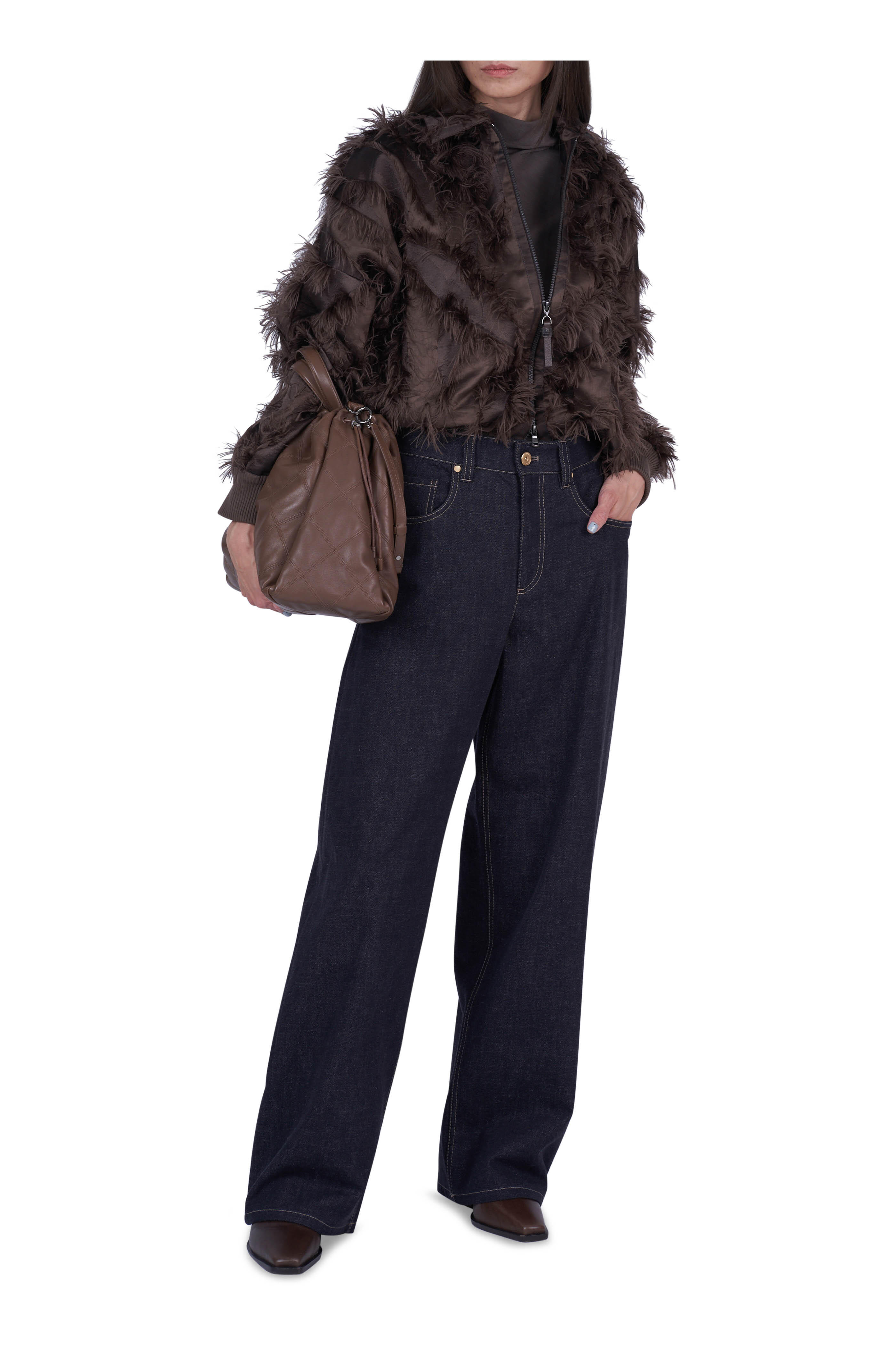 Brunello Cucinelli - Chocolate Dracaena Fil Coupo Bomber Jacket