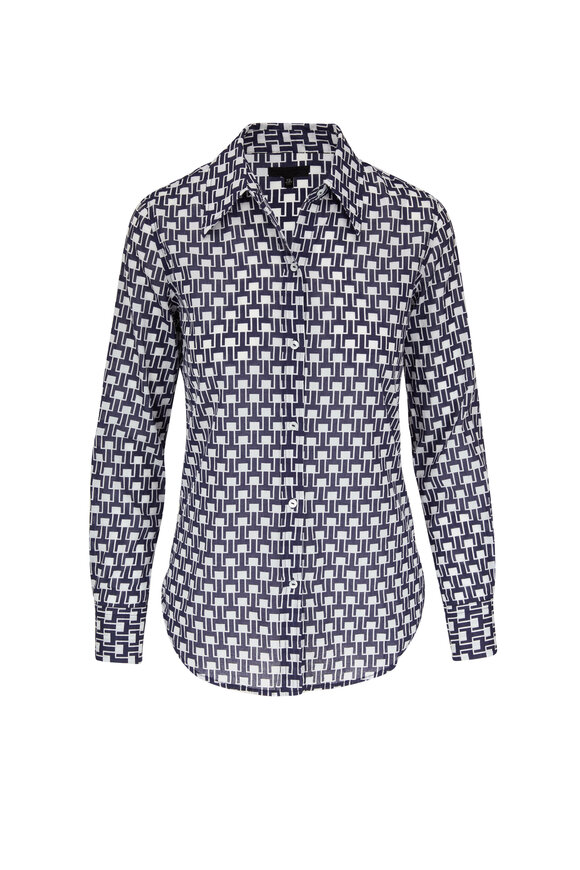 Nili Lotan - Kate Navy & White Print Shirt