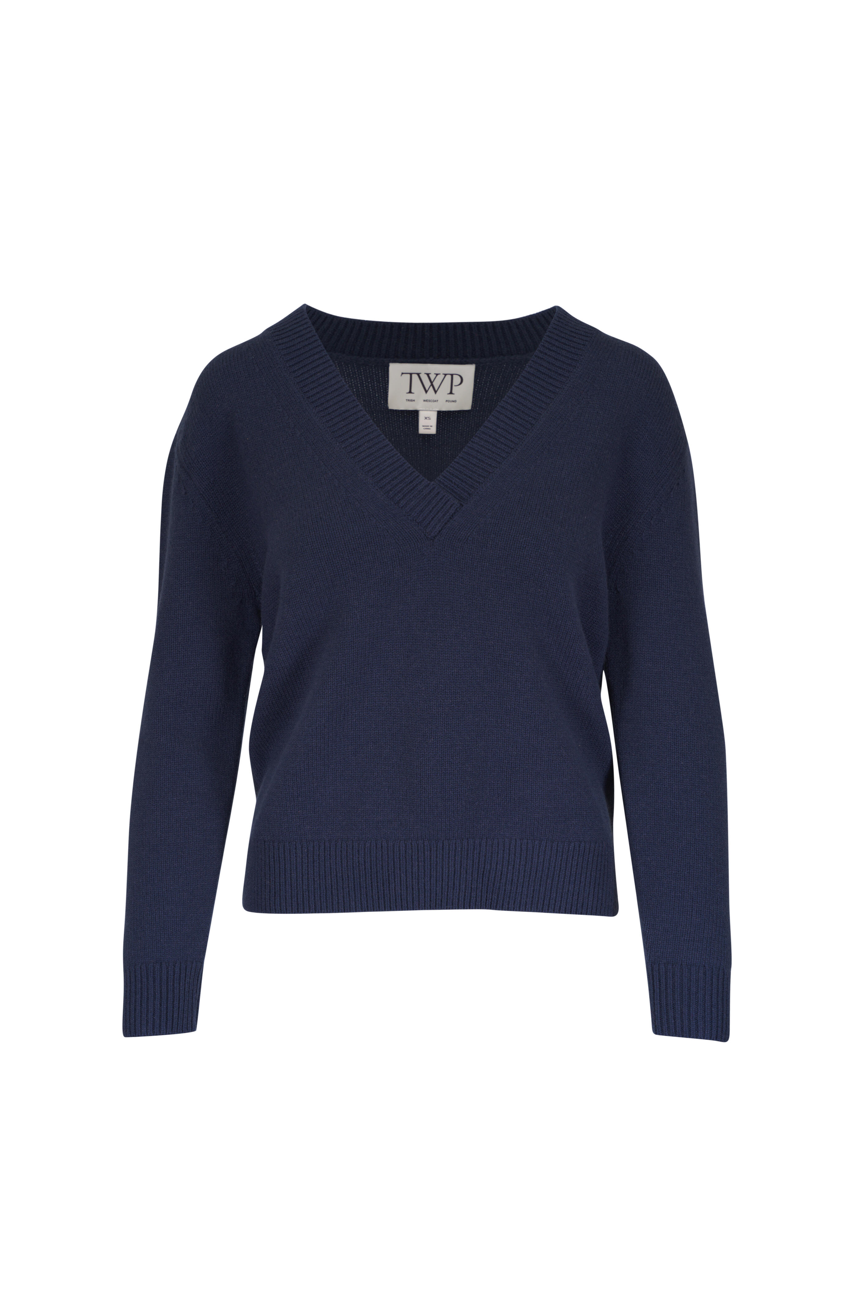 TWP - Deep V Dark Blue Cashmere Sweater