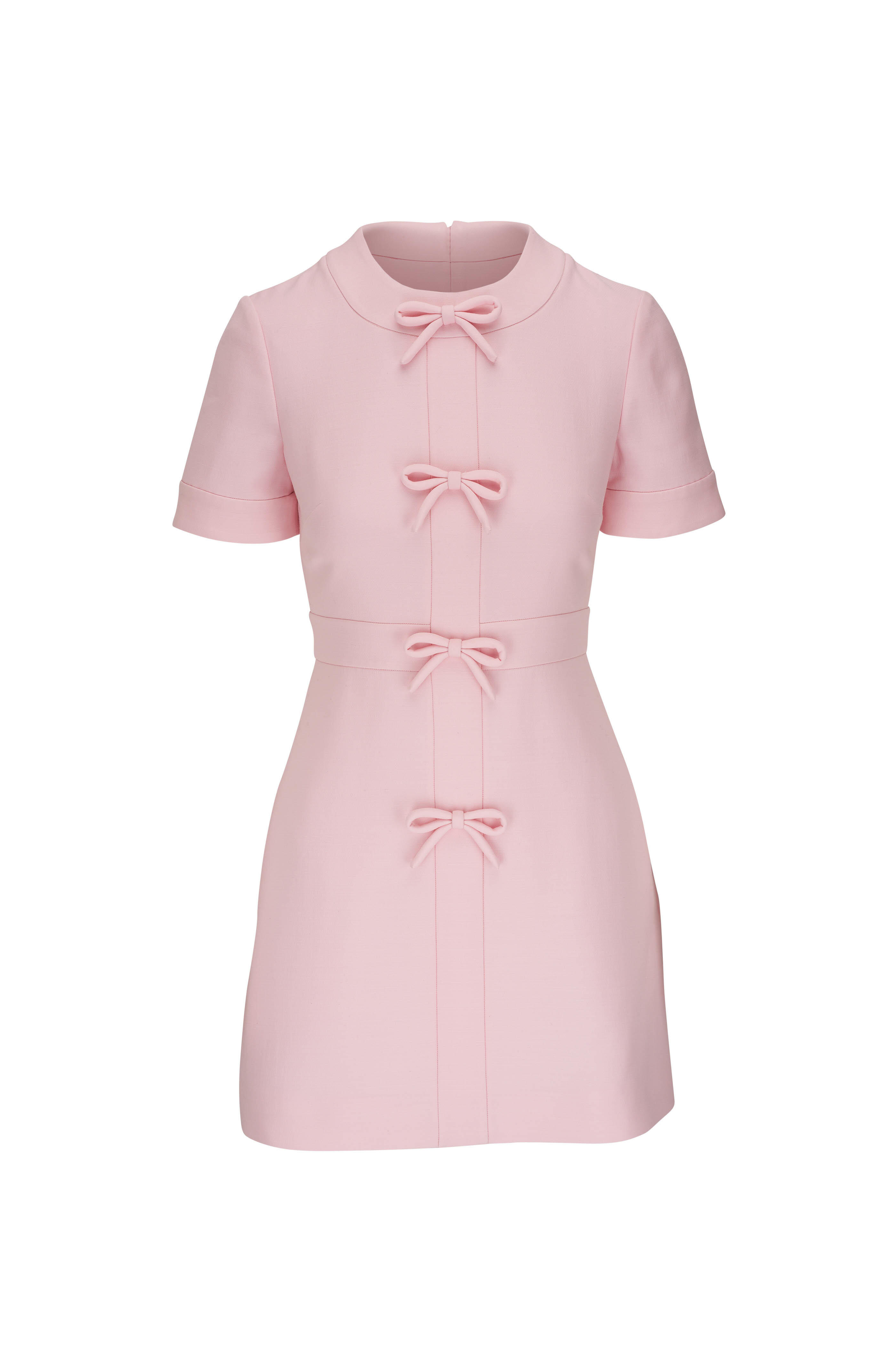 Valentino - Solid Light Pink Crepe Couture Bow Dress