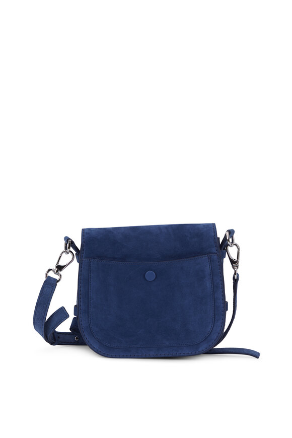 Tod's - Double T Blue Suede Saddle Crossbody Bag
