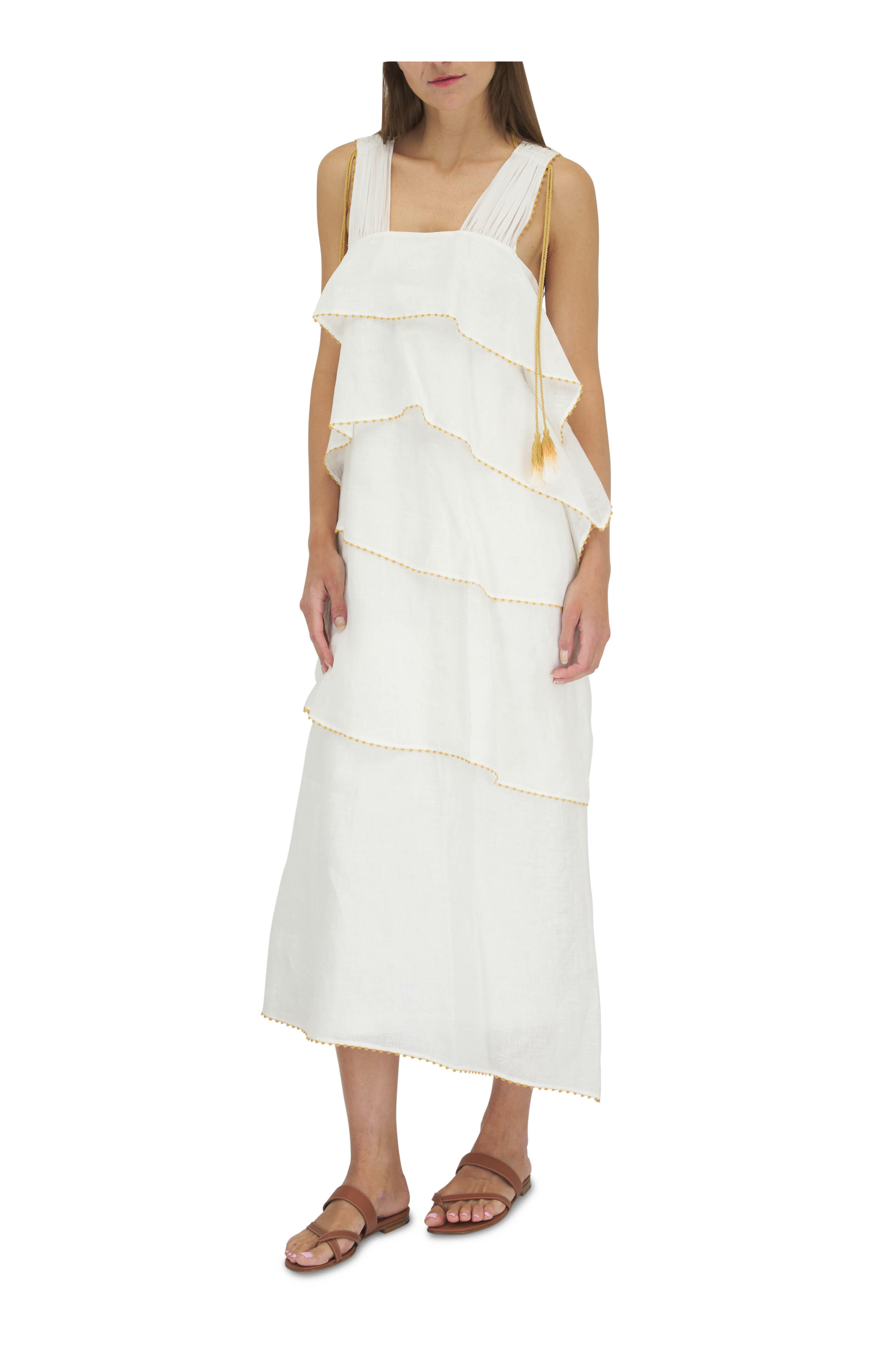【Dorothee Schumacher】 Ruchedコットンミディドレス Dorothee Schumacher - Volumes Pink Cotton Tiered Dress