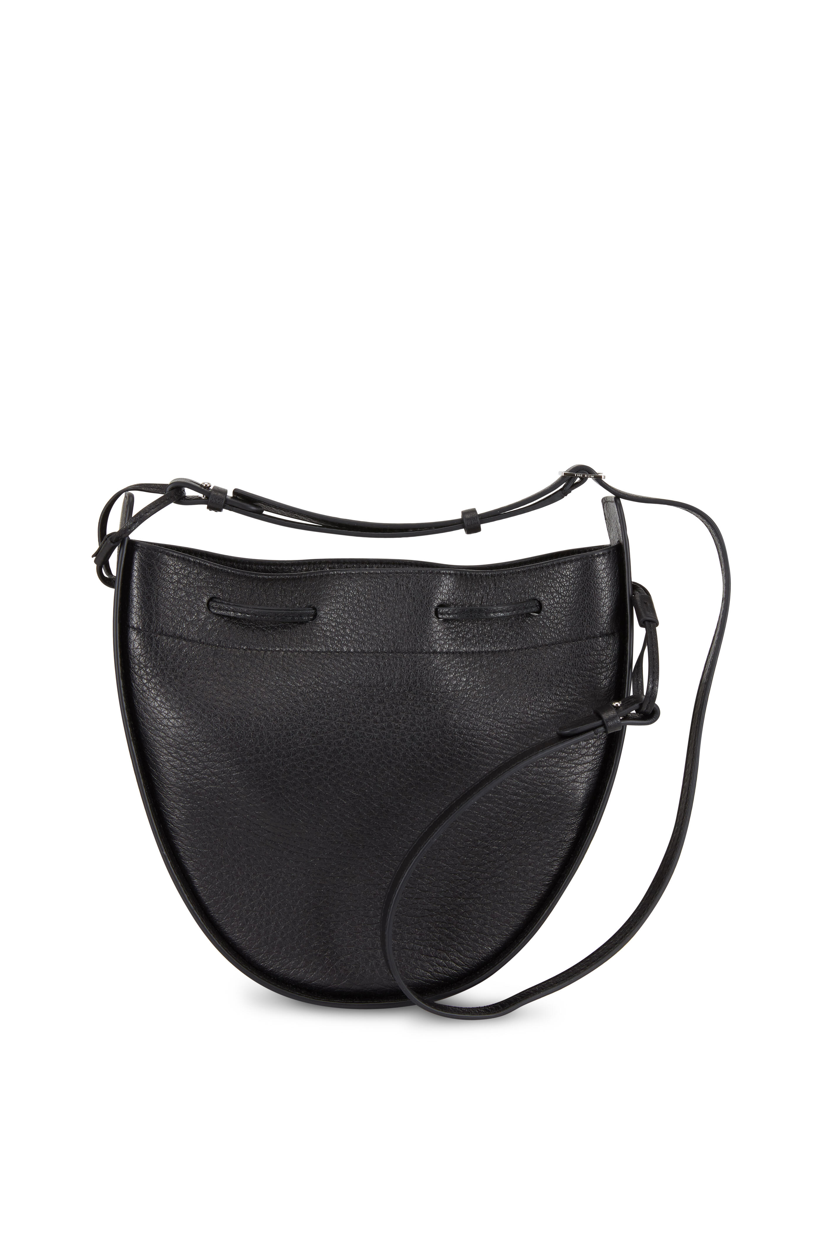 The Row - Black Leather Drawstring Pouch Crossbody Bag