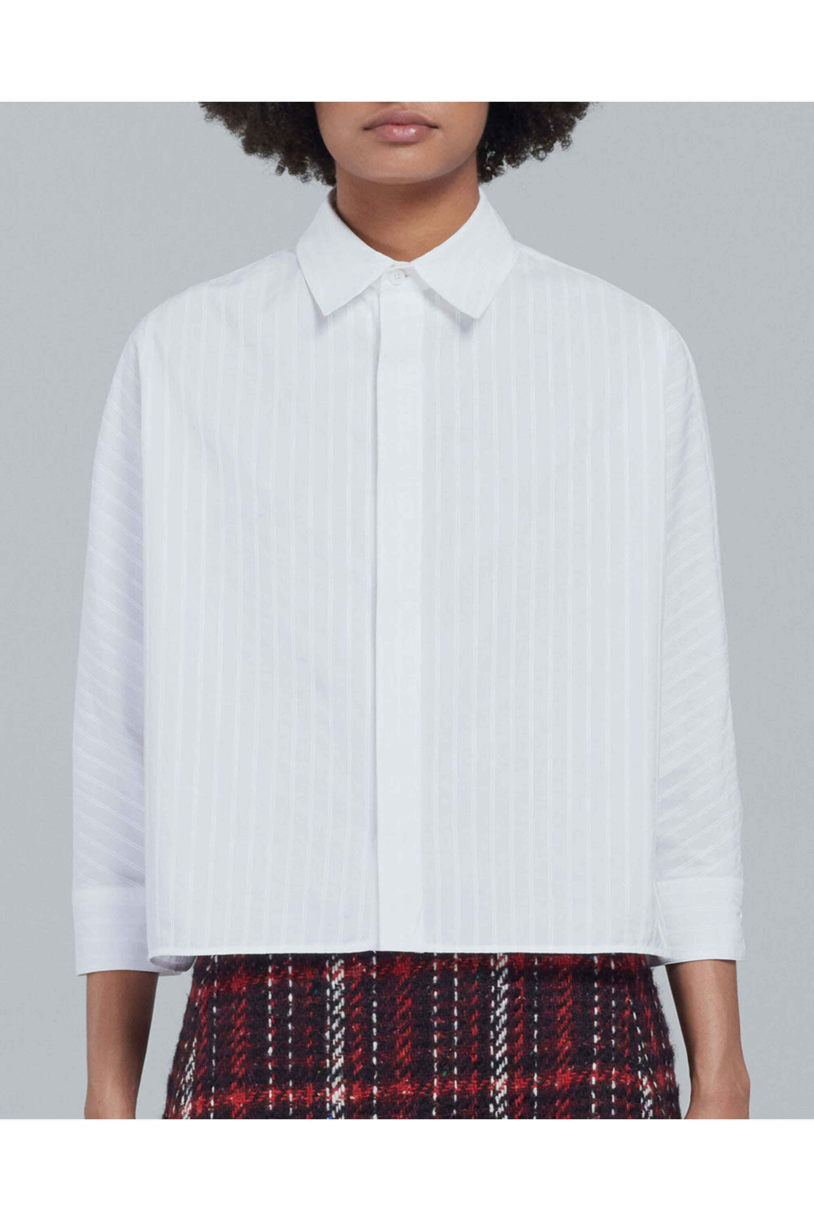 Marni - Lily White Three Quarter Sleeve Button Down Shirt