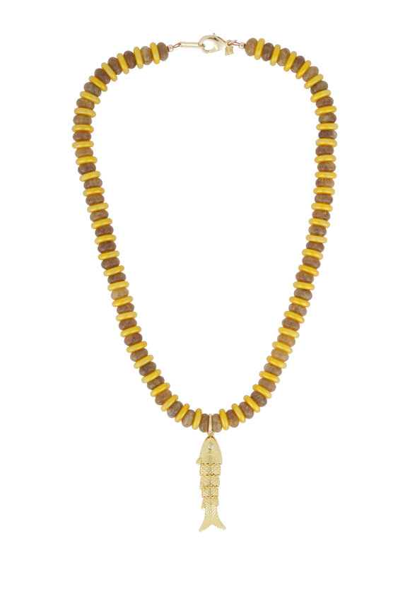 Cristina V. Camel Agate Glass Koi Fish Necklace - view 1