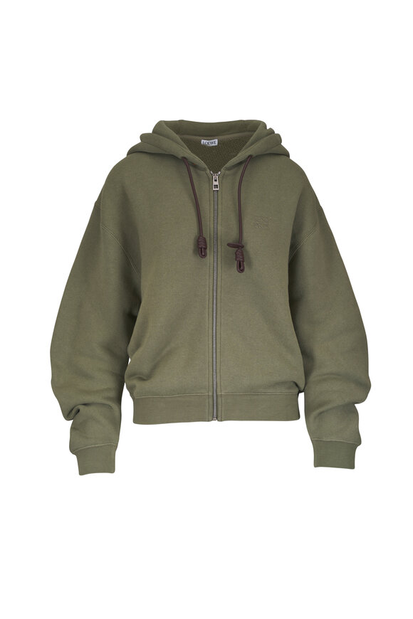 Loewe Flamenco Khaki Green Cotton & Cashmere Hoodie
