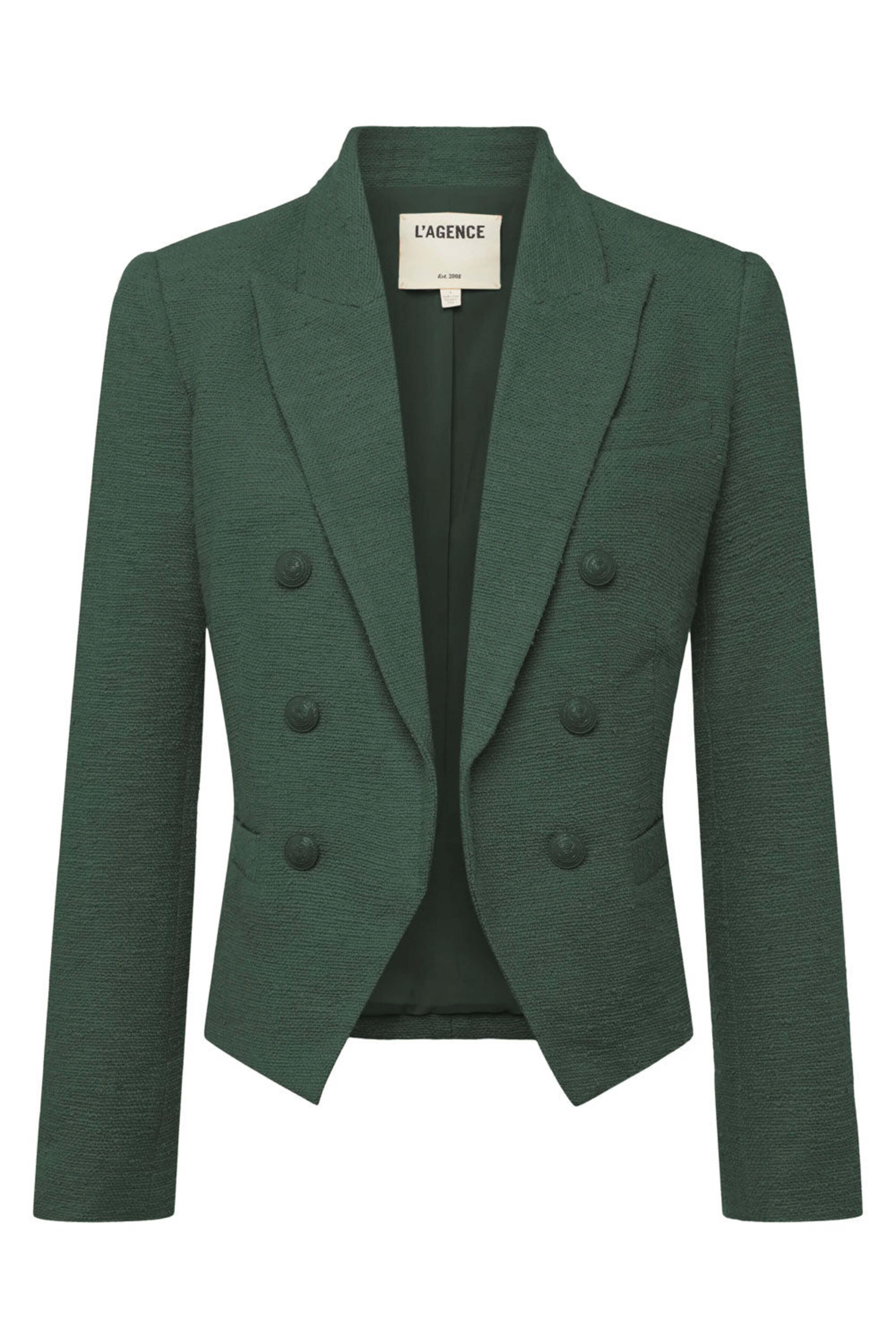L'Agence - Clover Green Boucle Cropped Brooke Blazer