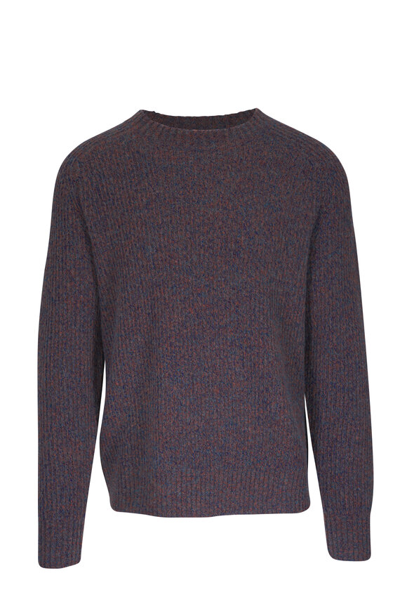 Vince Heather Deep Sea Mouliné Knit Crewneck Sweater