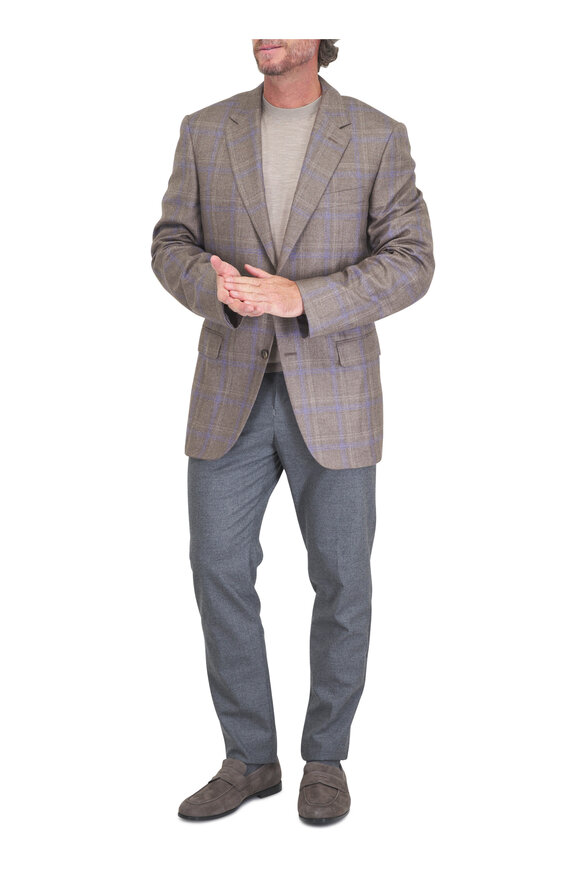 Canali Kei Brown & Periwinkle Plaid Sportcoat - view 2
